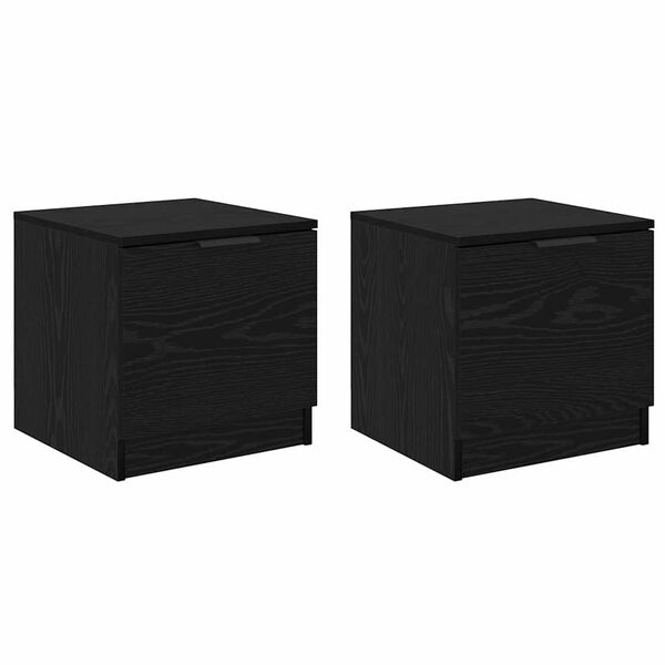 vidaXL Bed Cabinet 2 pcs Black Oak 40 x 39 x 40cm Engineered Wood