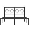 vidaXL Metal Bed Frame without Mattress with Headboard Black 120x190cm