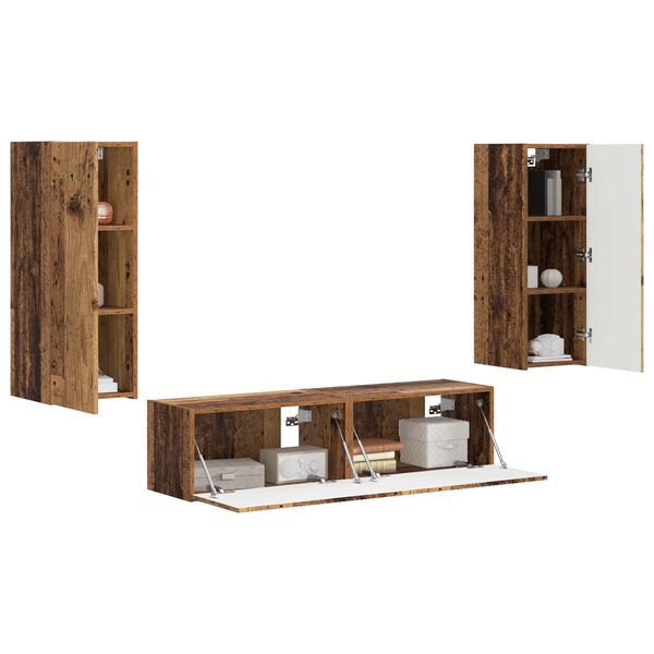 vidaXL TV Cabinet Set Wall-mounted 2 pcs Old Wood Engineered Wood