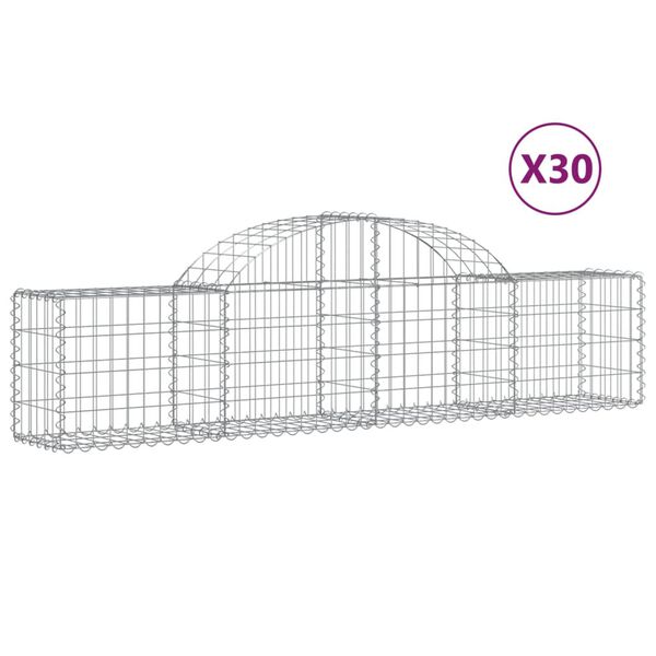 vidaXL Arched Gabion Baskets 30 pcs 200x30x40/60 cm Galvanised Iron