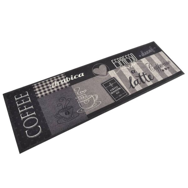 vidaXL Kitchen Rug Washable Coffee Black 60x180 cm Velvet