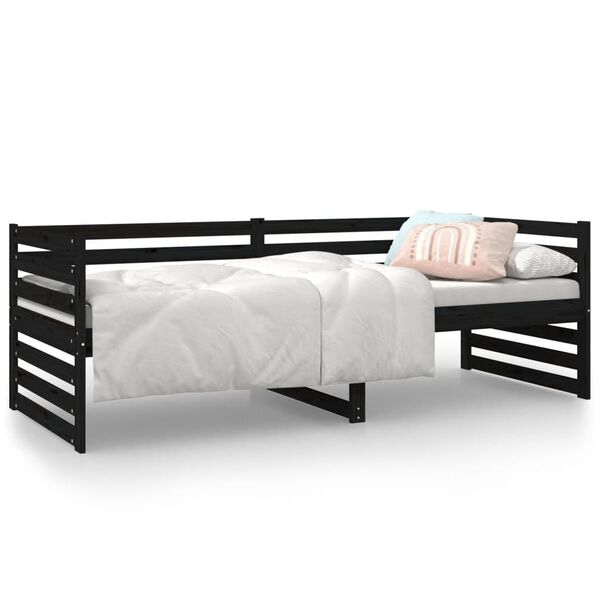 vidaXL Day Bed without Mattress Black 80x200cm Solid Wood Pine