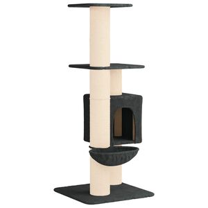 vidaXL Cat Tree with Sisal Scratching Posts Dark Grey 137 cm