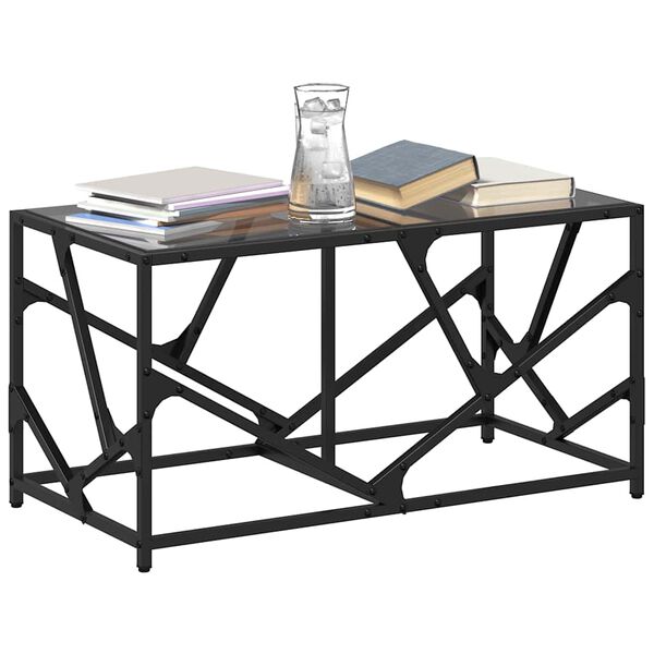 vidaXL Coffee Table with Black Glass Top 78.5x40x41 cm Steel