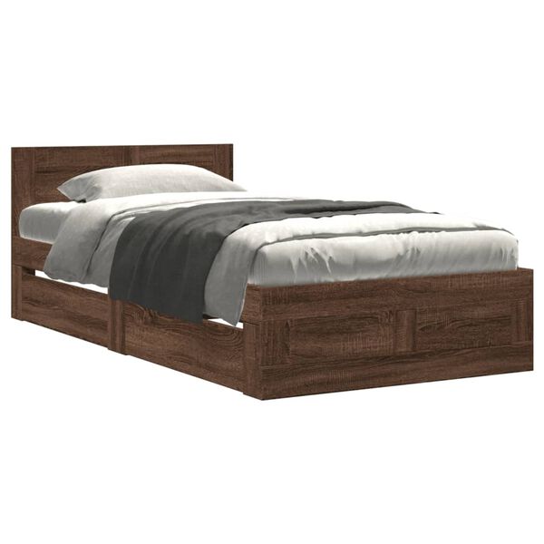 vidaXL Bed Frame with Headboard without Mattress Brown Oak 90x200 cm