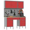 vidaXL Work Cabinet with Drawer with Lock 8 pcs Red 150 x 55 x 200 cm