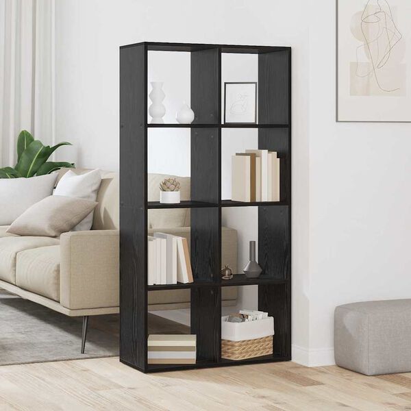 vidaXL Book Cabinet Black Oak 69.5 x 29 x 137.5 cm Engineered Wood