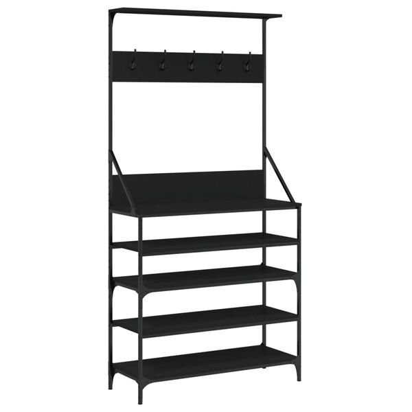 vidaXL Clothes Rack with Shoe Storage Black 90x34x184 cm
