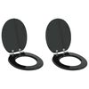 vidaXL Toilet Seat 2 pcs Black 44 x 38 cm MDF board