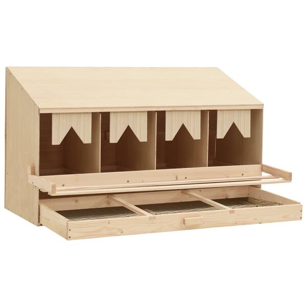 vidaXL Chicken Laying Nest 4 Compartments 106x40x59 cm Solid Pine Wood