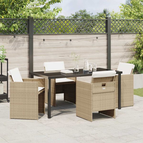 vidaXL Garden Dining Set 5 pcs Beige Poly Rattan