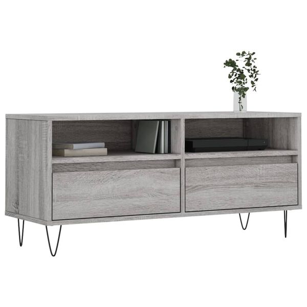 vidaXL TV Cabinet Grey Sonoma 100x34.5x44.5 cm Engineered Wood