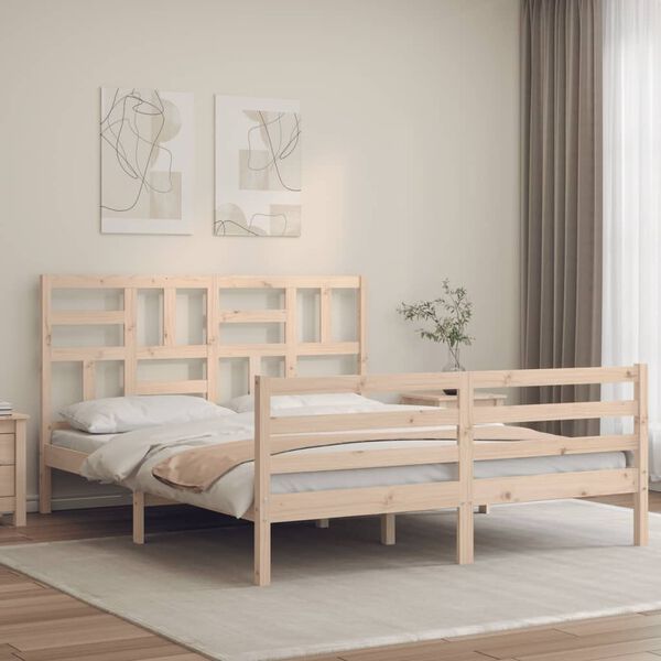 vidaXL Bed Frame without Mattress King Size Solid Wood