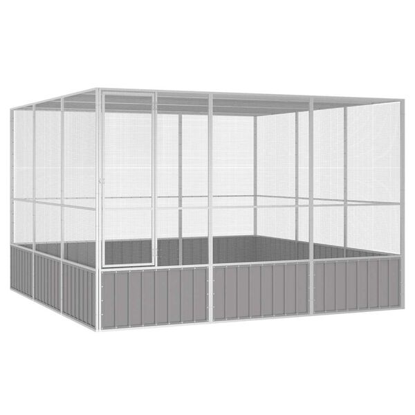 vidaXL Bird Cage Grey 302.5x324.5x211.5 cm Galvanised Steel
