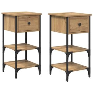 vidaXL Bedside Cabinet with Drawer 2 pcs Brown 33.5 x 36 x 70 cm