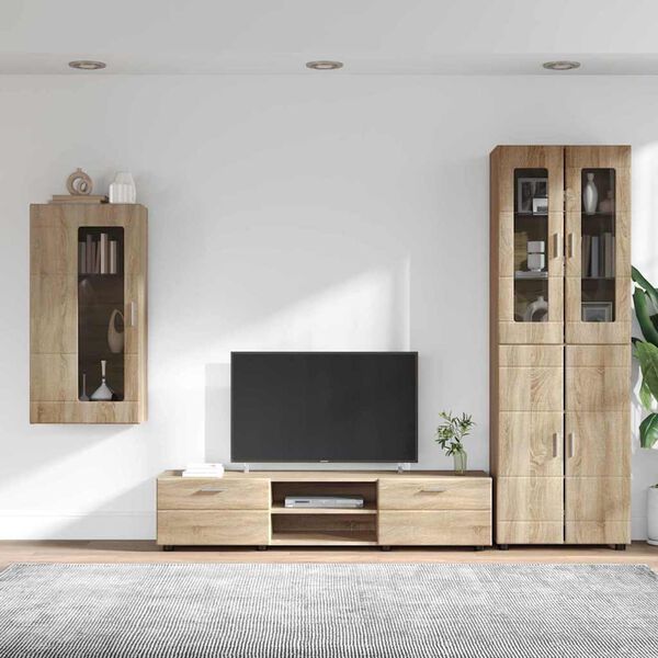 vidaXL TV Cabinet Set with Drawer FLORIN Sonoma Oak Engineered Wood