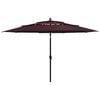 vidaXL 3-Tier Garden Parasol with Aluminium Pole Bordeaux Red 3.5 m