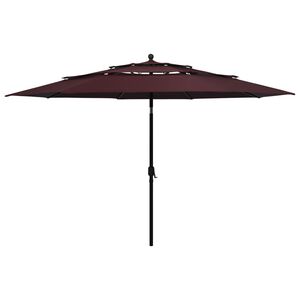 vidaXL 3-Tier Garden Parasol with Aluminium Pole Bordeaux Red 3.5 m