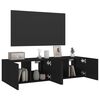 vidaXL TV Wall Cabinets with LED Lights 2 pcs Black 60x35x31 cm