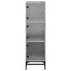 vidaXL Highboard with Glass Doors Concrete Grey 35x37x120 cm