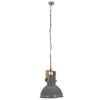 vidaXL Industrial Hanging Lamp 25 W Grey Round Mango Wood 32 cm E27