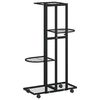 vidaXL 4-Floor Flower Stand with Wheels 44x23x80 cm Black Iron