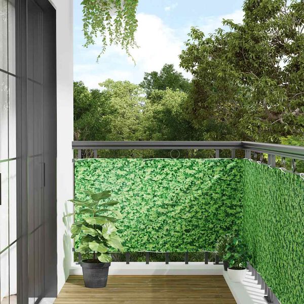 vidaXL Balcony Privacy Screen Plant Look Green 300x75 cm PVC