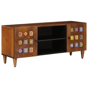 vidaXL TV Cabinet with Shelf Walnut 105 x 33 x 46 cm Solid Mango Wood