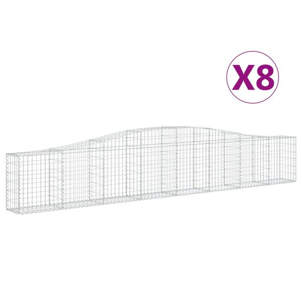 vidaXL Arched Gabion Baskets 8 pcs 400x30x60/80 cm Galvanised Iron