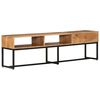 vidaXL TV Cabinet | Natural acacia wood | Solid acacia wood, powder-coated steel
