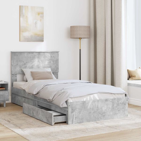 vidaXL Storage Bed Concrete Grey 90 x 200 cm Engineered Wood