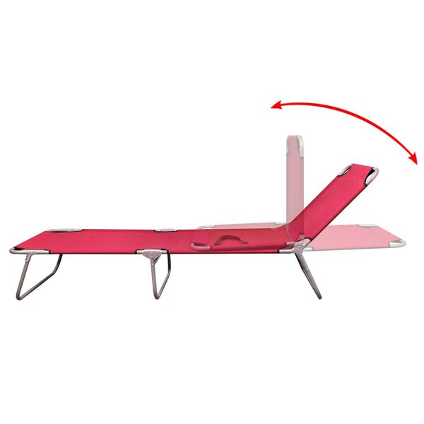 vidaXL Folding Sun Lounger Powder-coated Steel Red