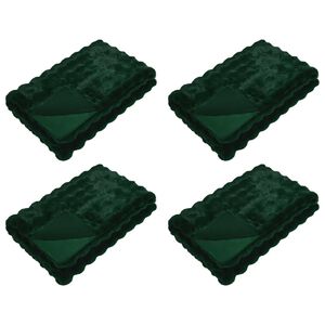 vidaXL Anti-Slip Faux Rabbit Fur Blanket Olite 4 pcs Dark Green 8.1 kg