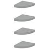 vidaXL Floating Corner Shelves 4 pcs Grey 25x25x3,8 cm MDF