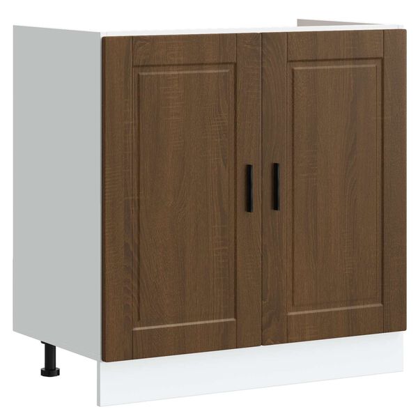vidaXL Sink Base Cabinet with Door Porto 2 pcs Brown Engineered wood