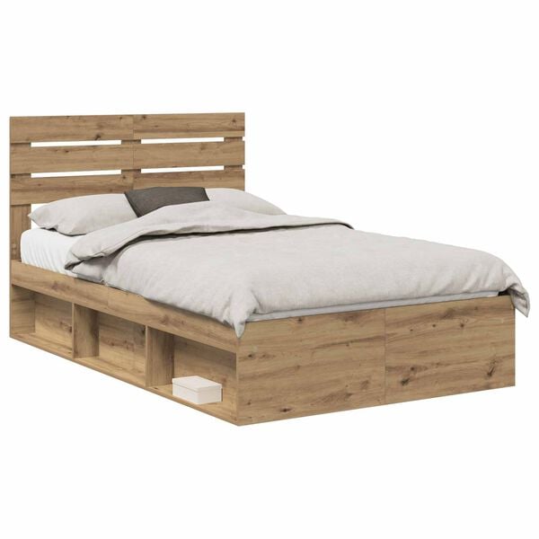 vidaXL Bed Frame Artisian Oak 120 x 200 cm Solid Pine Wood