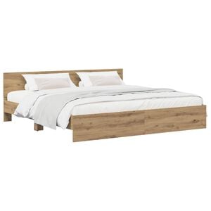 vidaXL Bed Frame with Headboard Artisan Oak 200 x 200 cm