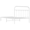 vidaXL Metal Bed Frame without Mattress with Headboard White 107x203cm