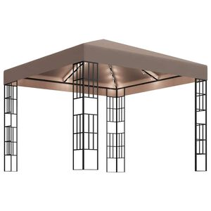 vidaXL Gazebo | Taupe and Black | Polyester, Steel | 3x3m | Gazebo | Square