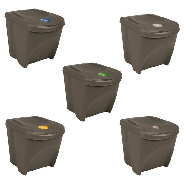 vidaXL Stackable Garbage Bin Boxes 3 pcs Grey 75 L Polypropylene