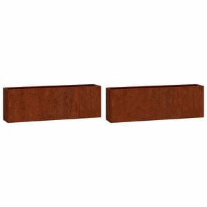 vidaXL Wall Planters 2 pcs Rusty Corten Steel 53x10x17 cm