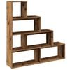 vidaXL Room Divider Bookcase 4-Tier Old Wood 143,5x29x143,5 cm Engineered Wood