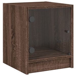 vidaXL Bedside Cabinet with Glass Door Brown Oak 35x37x42 cm