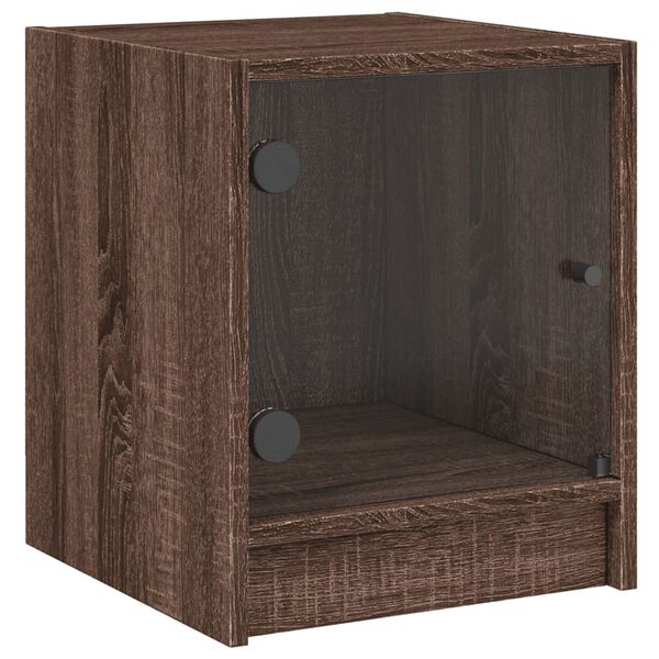 vidaXL Bedside Cabinet with Glass Door Brown Oak 35x37x42 cm