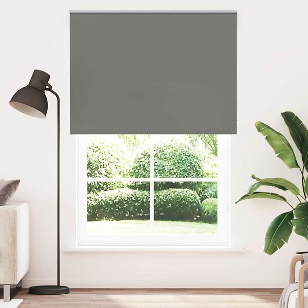 vidaXL Roller Blind Blackout Grey 155x230 cm Fabric Width 151.6 cm Polyester