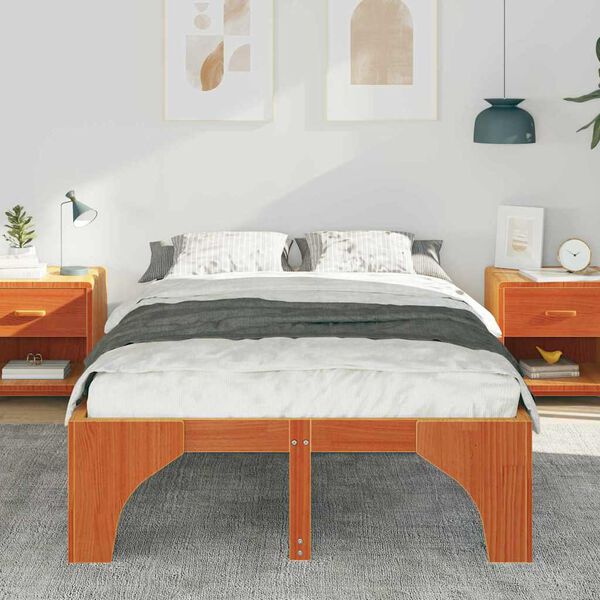 vidaXL Bed Frame Brown 140 x 190 cm Solid Pine Wood