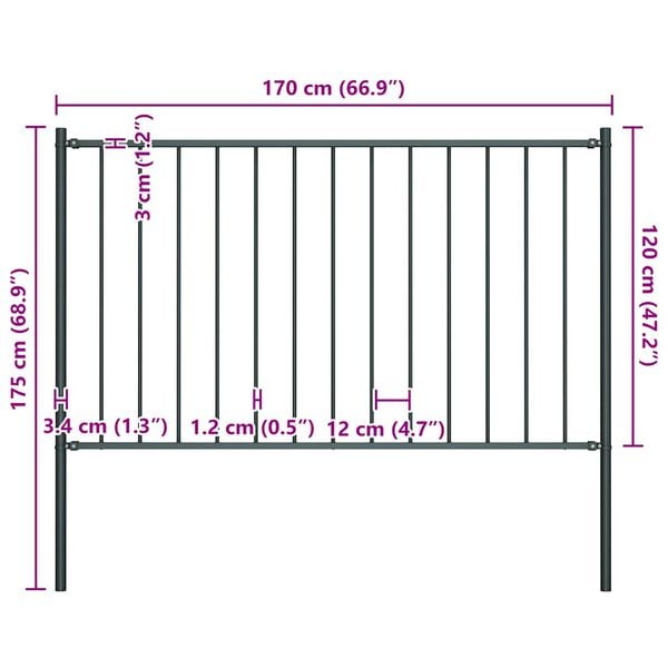 vidaXL Fence Panel Woerden with Posts Steel 1.7x1.25 m Anthracite