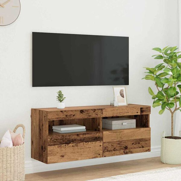 vidaXL TV Wall Cabinet Old Wood 100 x 30 x 40 cm Engineered Wood