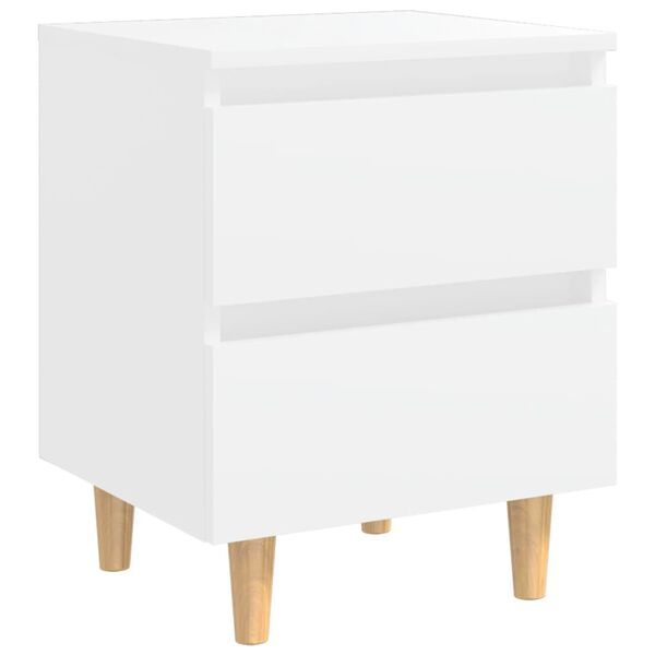 vidaXL Bed Cabinets with Solid Pinewood Legs 2 pcs White 40x35x50 cm