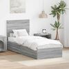 vidaXL Storage Bed with Drawer Grey Sonoma 75 x 190 cm Engineered Wood